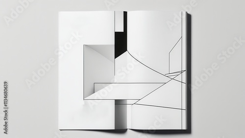 A minimalist black and white photograph featuring abstract geometric shapes and lines, creating a modern and artistic composition