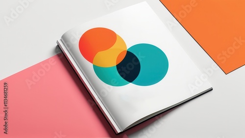 A vibrant and modern photograph featuring an abstract composition of overlapping circles in bright, contrasting colors. The image showcases a minimalist design