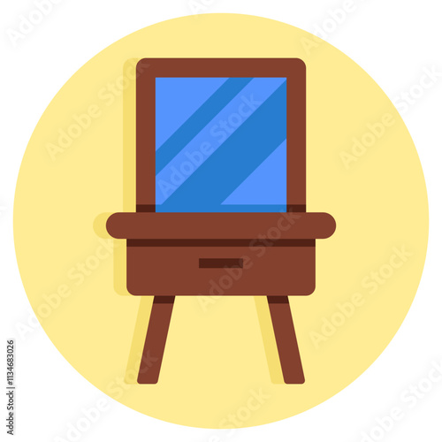 A flat design icon of vanity mirror
