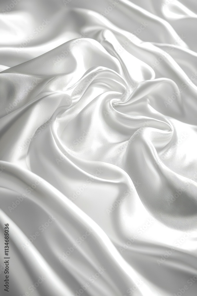 Naklejka premium Elegant Draped White Silk Fabric Texture