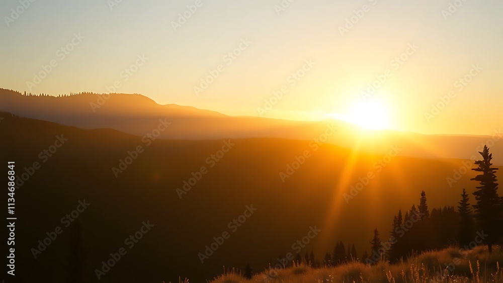 Obraz premium Golden Hour Mountain Sunrise