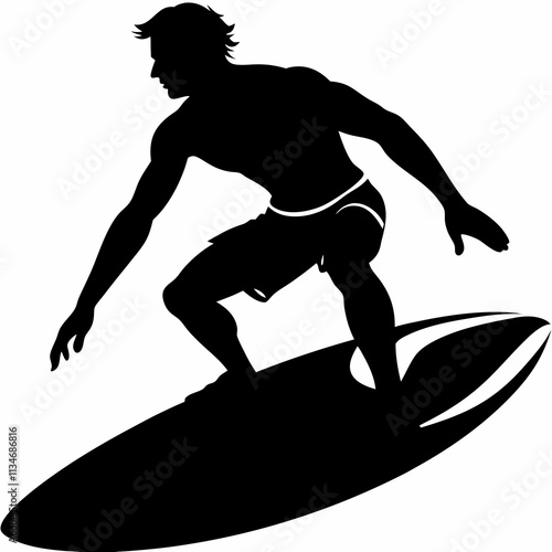 Dynamic silhouette of surfer riding wave at sunset. Dramatic action capture showing athletic balance and skill. Strong composition with copy space.
Concept: Sports apparel, surf shops, beach resorts