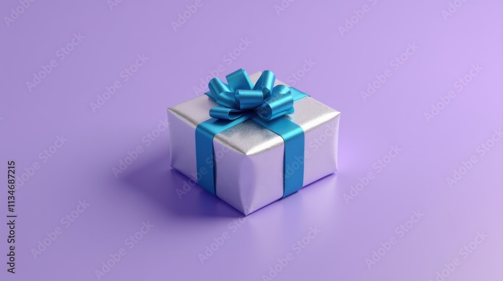 Obraz premium Large Gift Box with Blue Ribbon