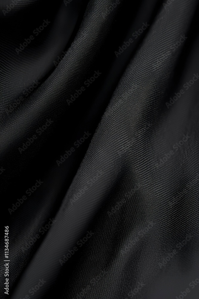 Obraz premium Black textured fabric shows subtle folds and drapes