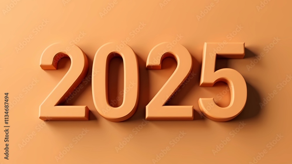 Design 2025 numbers in mocha brown beige color on a coffee background. A modern fashionable shade of 2025 Design 2025 numbers in mocha brown beige color on a coffee background. A modern fashionable shade of 2025