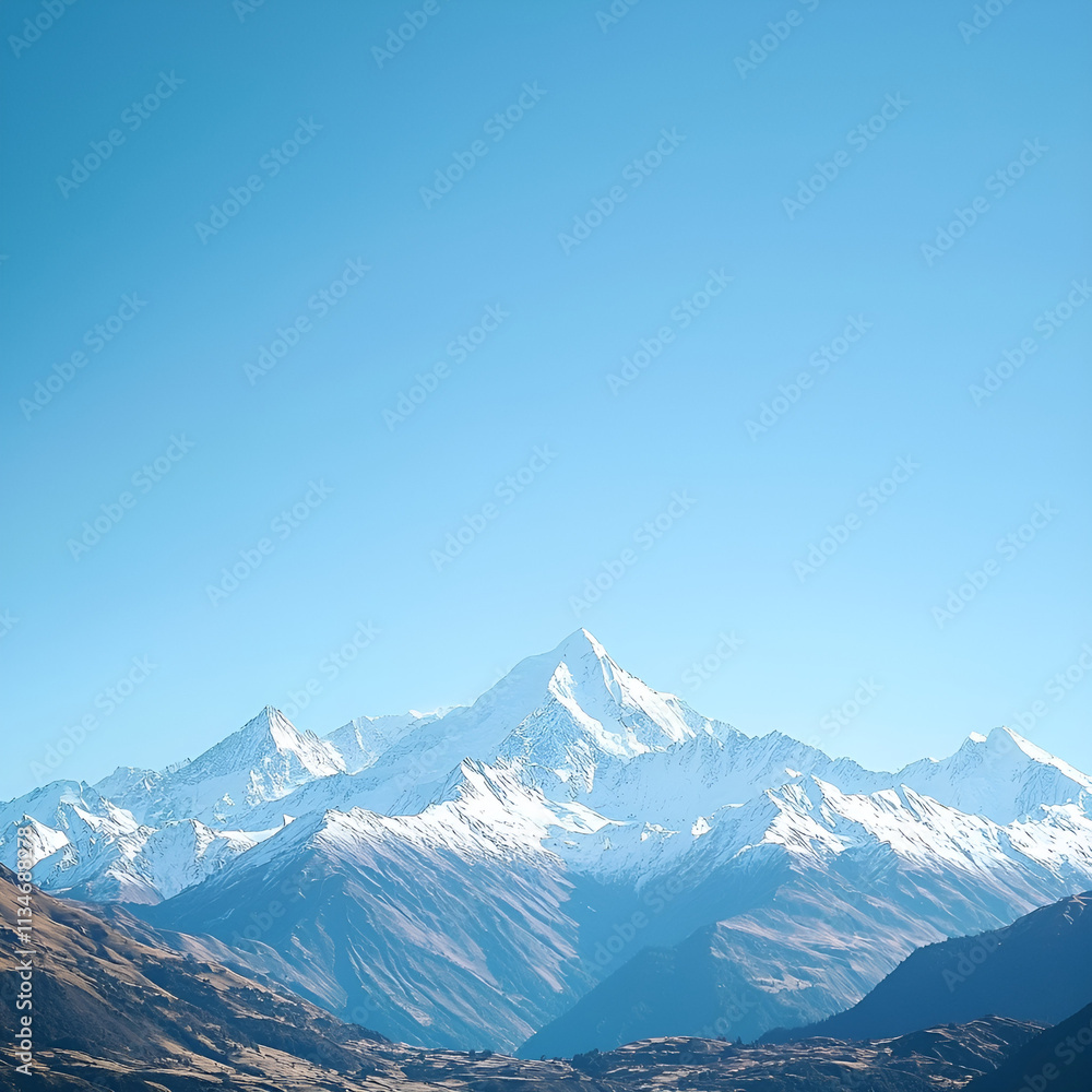 Snowcapped mountains view nature landscape clear sky majestic beauty Snowcapped mountains view nature landscape clear sky majestic beauty