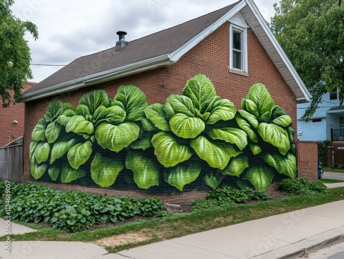 Discover vibrant urban art where an urban gardener painting plant-inspired murals transforms city walls into breathtaking canvases creativity blossoms showcasing lush greens that mimic nature's photo