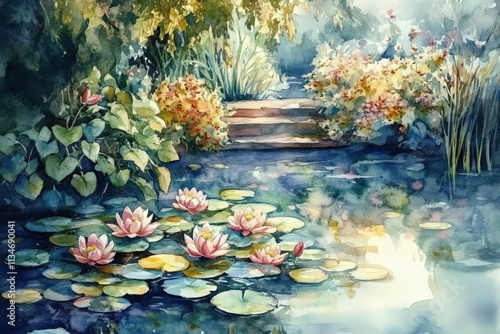 A vibrant portrayal of nature's tranquility in watercolor