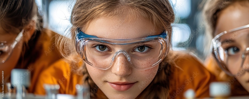 Obraz premium Explore the world of chemistry with these bright students engaging in hands-on experiments within a digital lab Observe the process of tutoring fostering a deeper understanding of scientific concepts