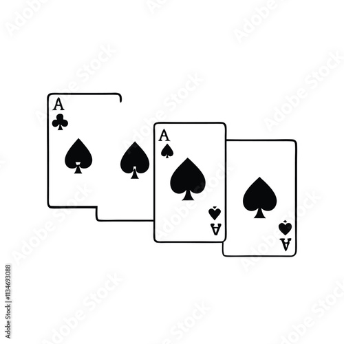 four playing cards, specifically the Ace of Spades