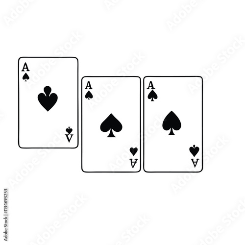 four playing cards, specifically the Ace of Spades