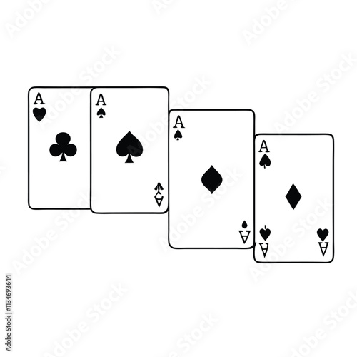 four playing cards, specifically the Ace of Spades