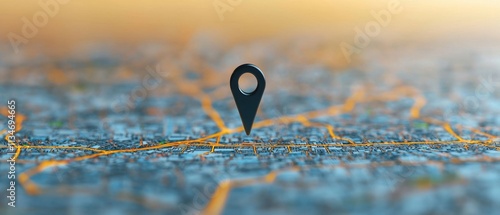 GPS Location Pin on City Map Navigation App Travel Route
