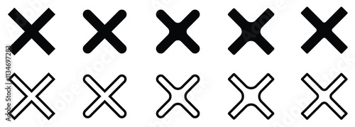 Cross Icon. Cancel icon. Close icon black and white ,Vector Illustration.