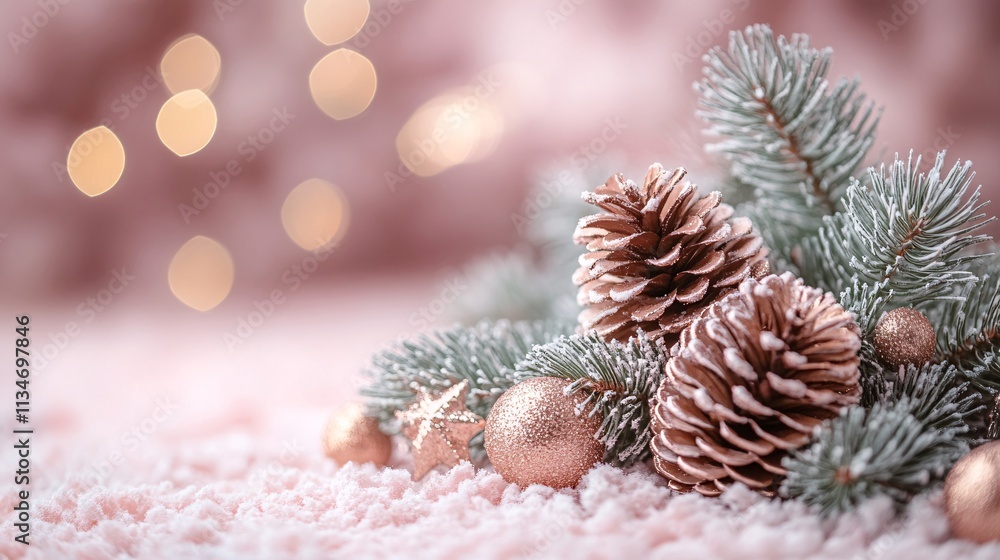 Rose Gold Christmas Pine Cones & Snow Rose Gold Christmas Pine Cones & Snow