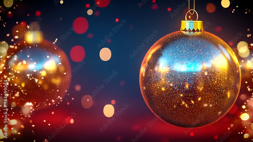 Fototapeta premium Merry Christmas 4k background, Christmas tree and bauble ball at New Years eve animation, New Year and Christmas eve social media motion background.