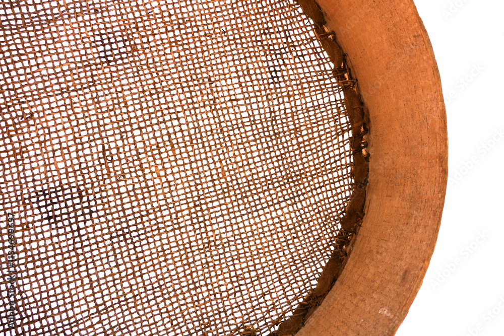 manual classic sieve made of leather for sifting grain,
