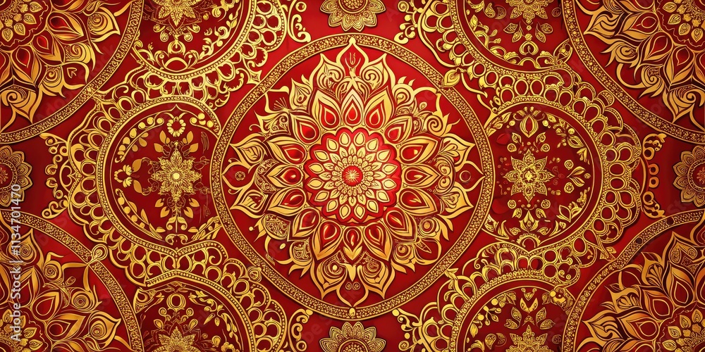 Opulent red and gold Indian pattern, perfect for luxurious invitations and cards. Opulent red and gold Indian pattern, perfect for luxurious invitations and cards.