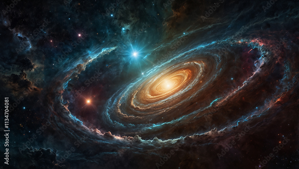 Illustrations of swirling vortex of energy in space Illustrations of swirling vortex of energy in space
