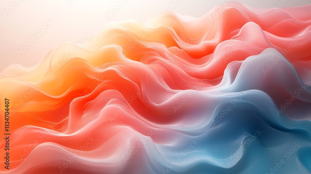 Obraz premium Soft gradients delicate transitions between coral teal creating a soothing liquidlike effect across the design for modern UI