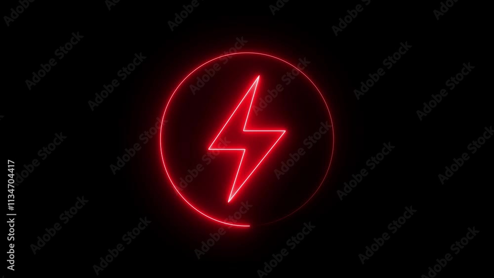 Abstract neon bolt icon with circle on black background Glowing neon battery icon. power and electricity icon. lightning bolt sign in the circle. Abstract neon bolt icon with circle on black background Glowing neon battery icon. power and electricity icon. lightning bolt sign in the circle.