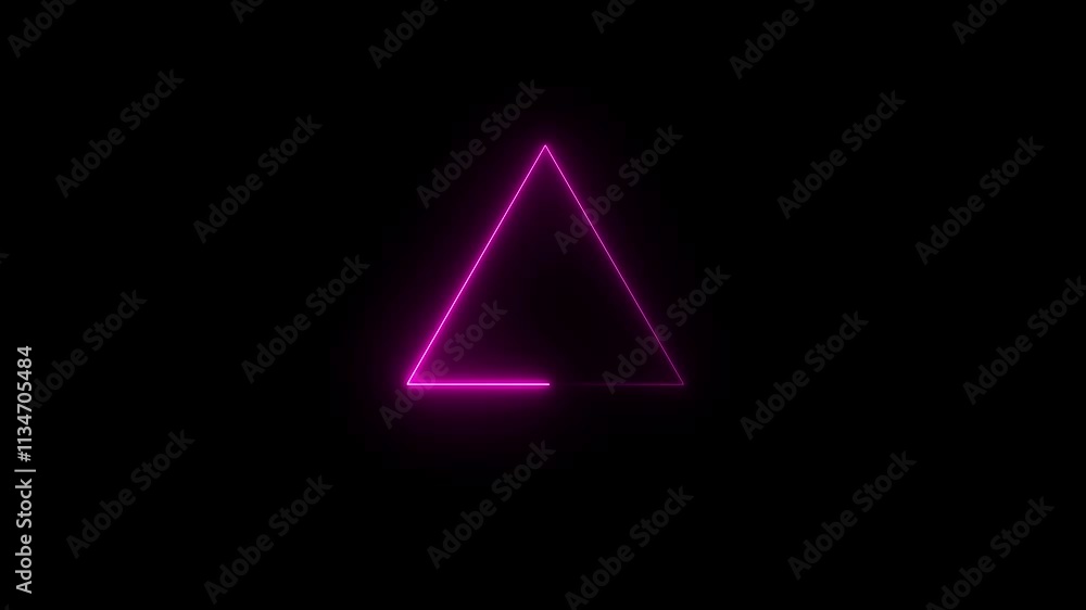 Glowing neon triangle border frame . triangle neon glowing red color animation on black background. Glowing neon triangle border frame . triangle neon glowing red color animation on black background.