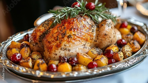 Roasting golden turkey crown with herb butter and seasonal vegetables home kitchen culinary guide cozy atmosphere food enthusiasts