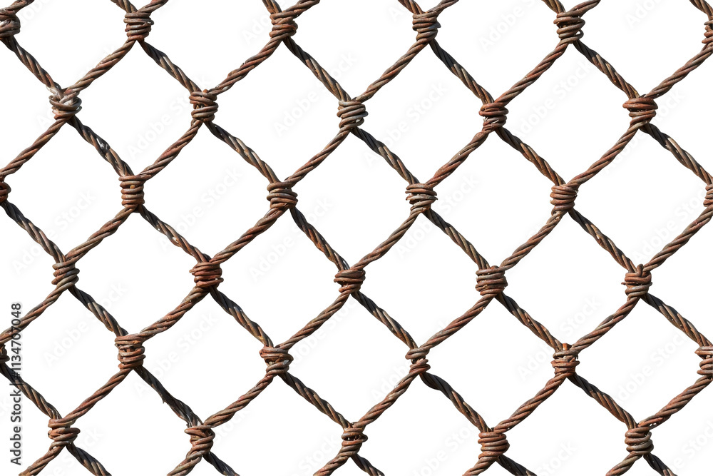 Naklejka premium Rusty Wire Mesh Isolated on PNG Transparent Background