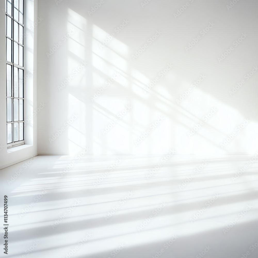 A bright room with soft shadows cast by sunlight through a large window. A bright room with soft shadows cast by sunlight through a large window.
