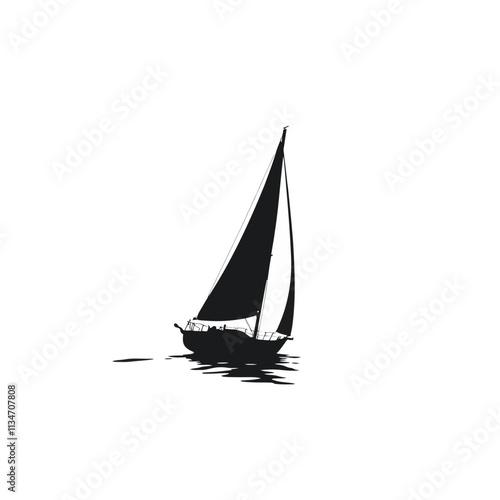 Silhouette of sailboat with white background