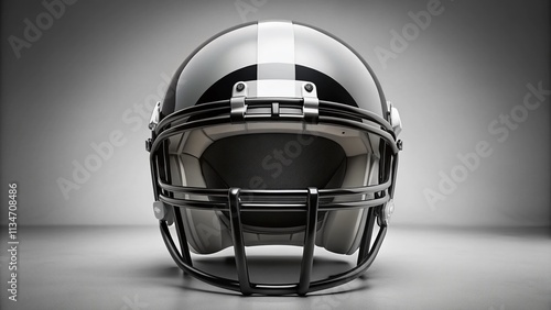 Blank Black and White American Football Helmet Mockup Front View for Sports Merchandise and Branding Purposes photo