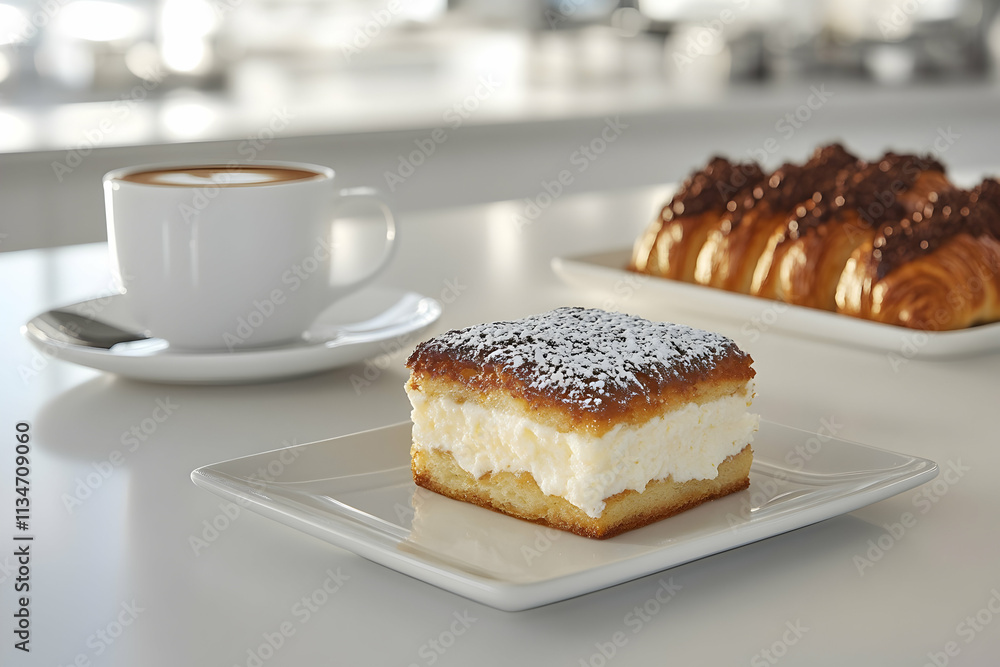 Coffee and pastries on a table. Coffee and pastries on a table.
