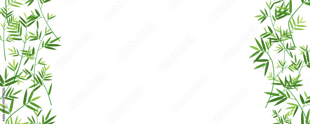 Nature of green bamboo leaves background cover page or banner design. Repeat seamless upper and below Nature of green bamboo leaves background cover page or banner design. Repeat seamless upper and below