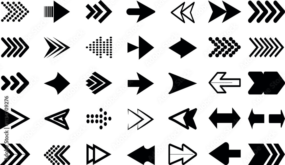 Arrows black set icons. Arrow icon. Arrow vector collection. Arrow Cursor. Modern simple arrows. Vector illustration Arrows black set icons. Arrow icon. Arrow vector collection. Arrow Cursor. Modern simple arrows. Vector illustration
