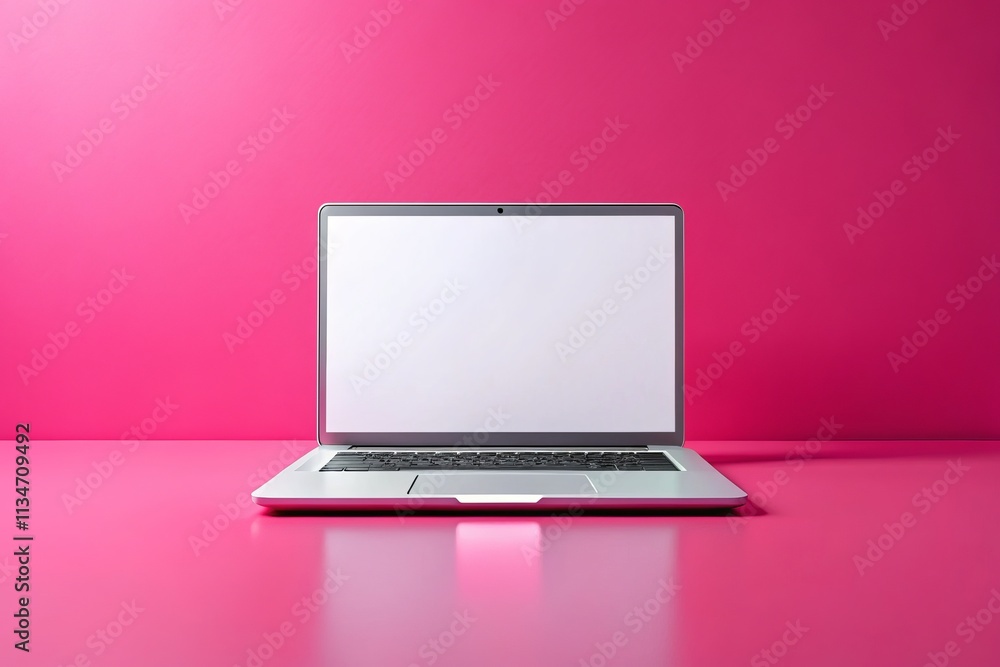 Pink Laptop Mockup, Blank Screen, 3D Render, Isolated, Computer, Technology Pink Laptop Mockup, Blank Screen, 3D Render, Isolated, Computer, Technology