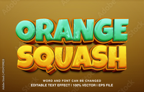 editable 3d bold orange squash