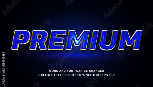 Premium Text Effect:  A bold, blue and golden 3D text effect with a futuristic feel, perfect for highlighting high-quality products or services.  