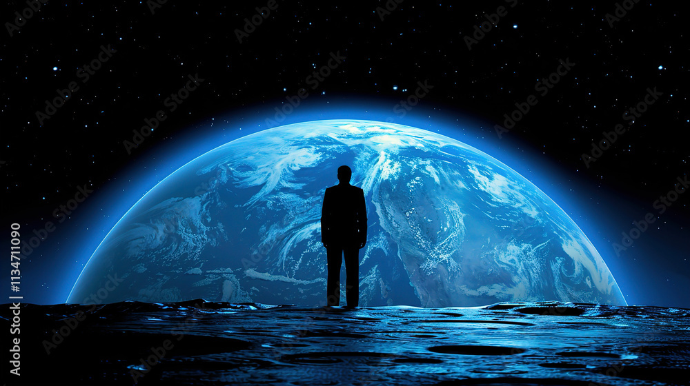 Obraz premium Business Executive Utilizing Global Business for Tracking Assets 