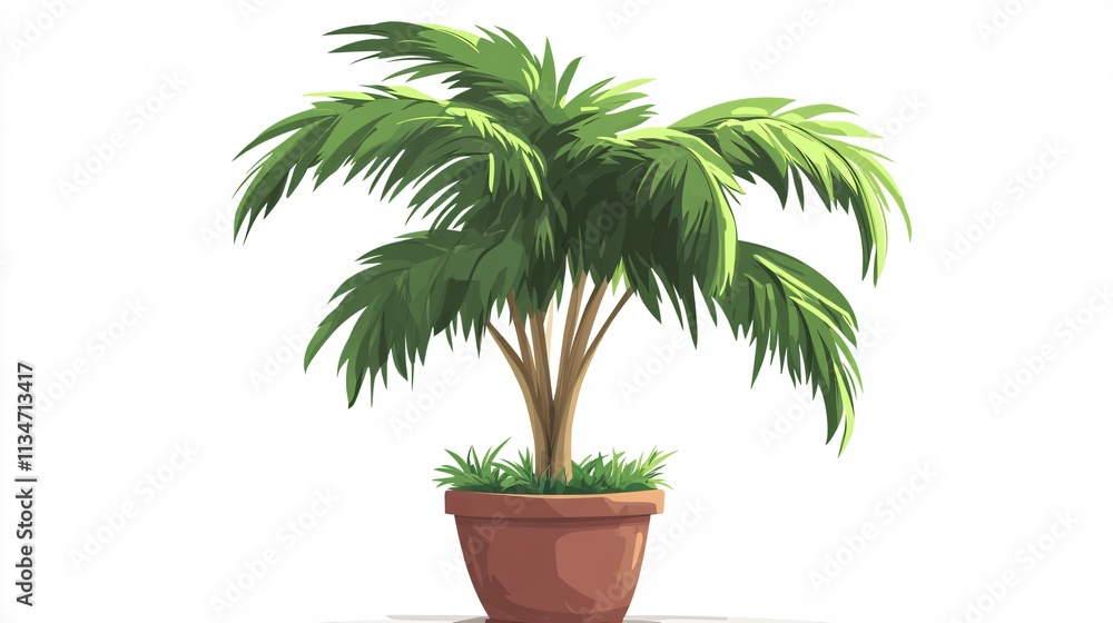 Cartoon Big Potted Plant Vector Illustration Isolated Cartoon Big Potted Plant Vector Illustration Isolated