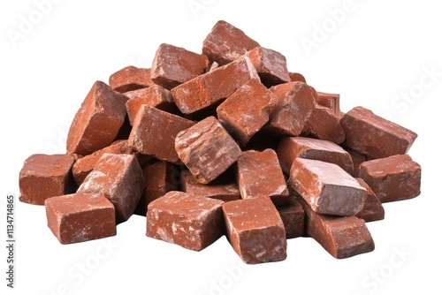 A small pile of scattered red bricks, about 30 red bricks, transparent background, 45 degree lighting, natural realistic style