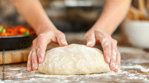 Hands Craft Irish Soda Bread Dough in a Cozy Rustic Kitchen Setting