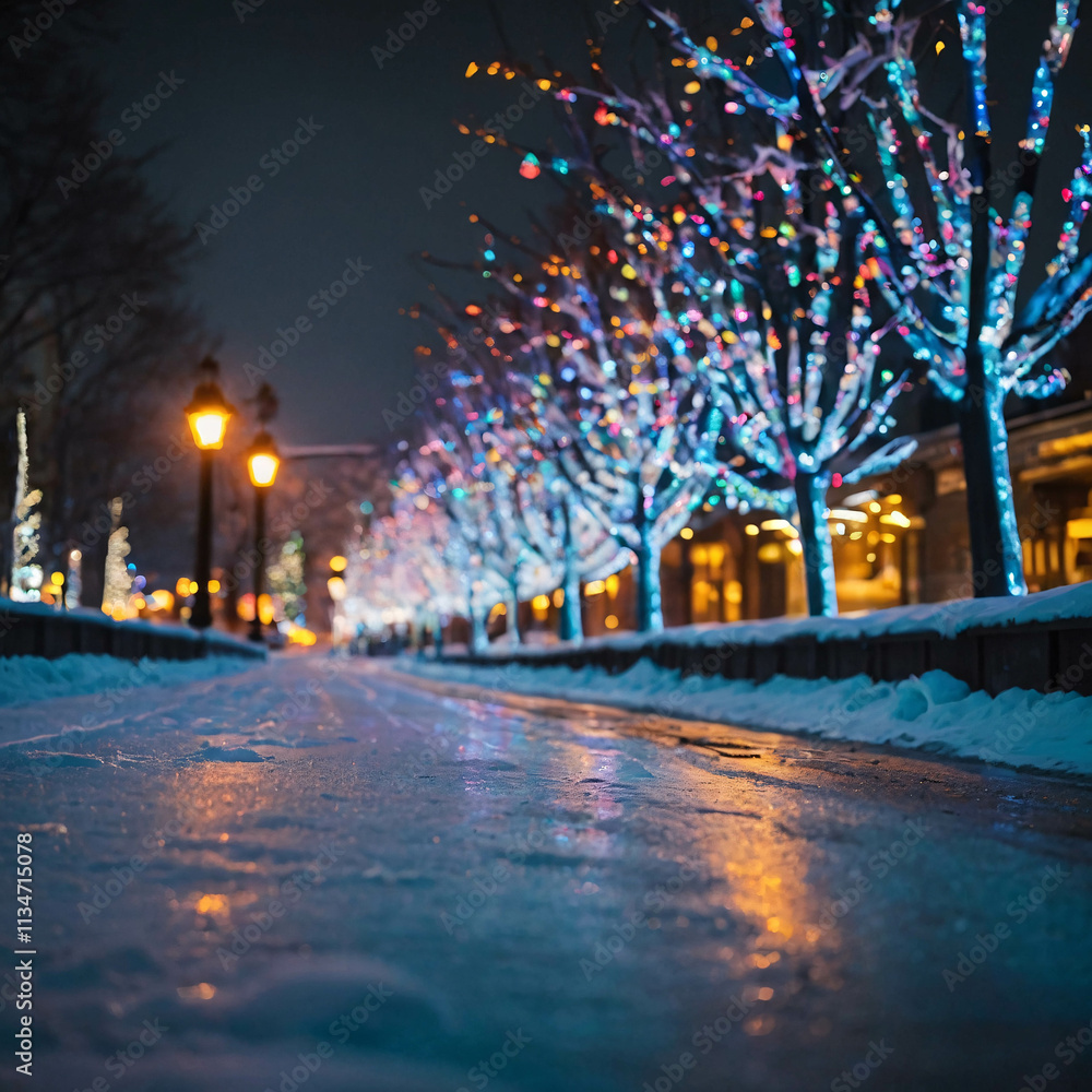 calm winter night cityscape with snow falling gently and street lamps casting a golden glow Winter Photo calm winter night cityscape with snow falling gently and street lamps casting a golden glow Winter Photo