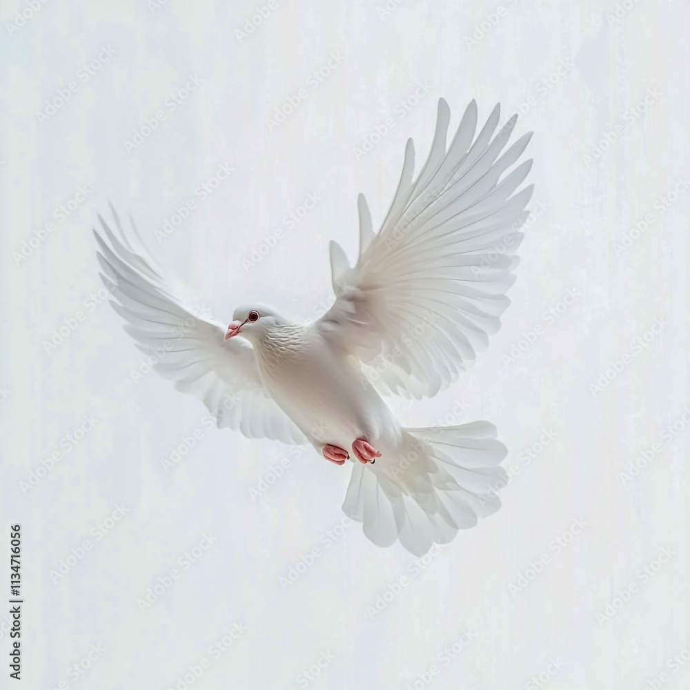 Elegant white dove in flight with wings spread, isolated on a white background, symbolizing peace and freedom. 1 Elegant white dove in flight with wings spread, isolated on a white background, symbolizing peace and freedom. 1