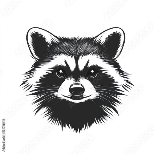 Monochrome illustration of a raccoon's head. (3)