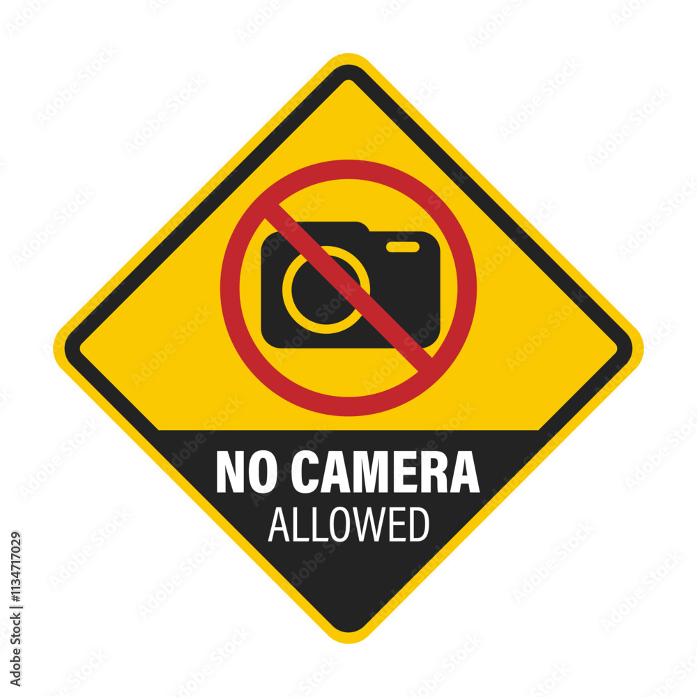 Diamond label sign no camera, record video is prohibited, no take picture allowed Diamond label sign no camera, record video is prohibited, no take picture allowed