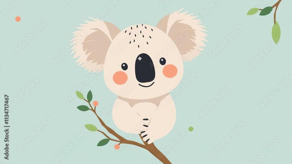 Fototapeta premium Cute and funny koala faces illustrations in Scandinavian style, perfect for kids prints and posters - wildlife, nature, baby animals, faces, card