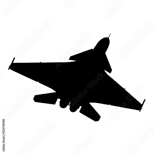 Silhouette of a fighter jet in mid flight
