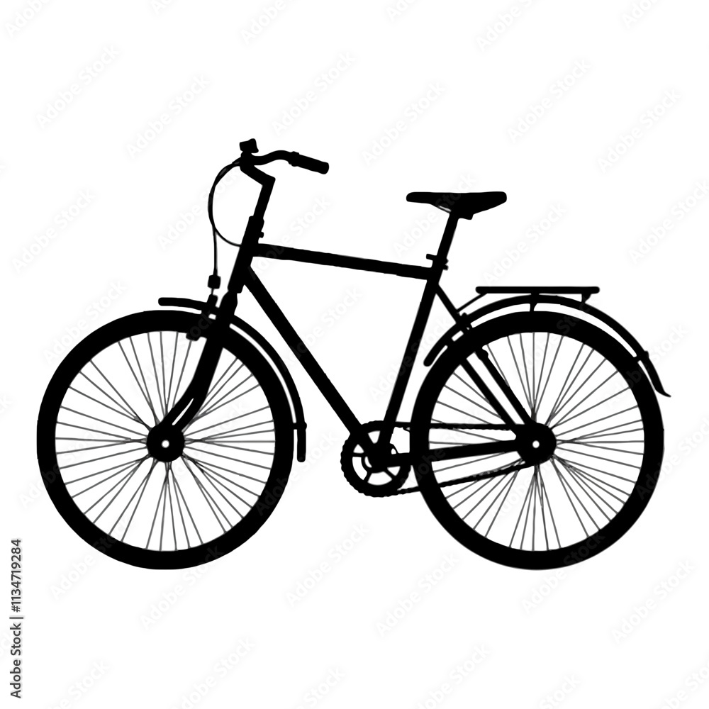 A simple silhouette of a bicycle isolated on a transparent background. A simple silhouette of a bicycle isolated on a transparent background.