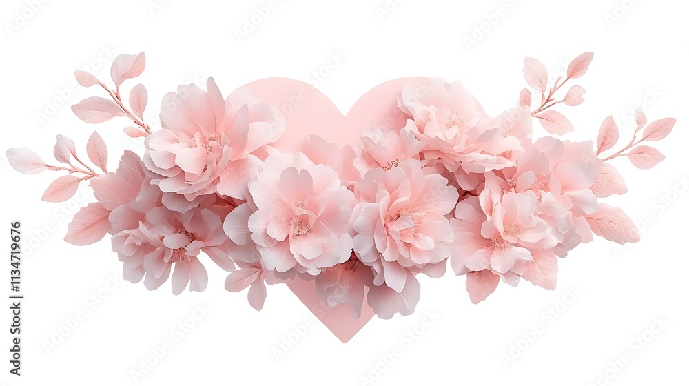 Valentine's day floral heart arrangement - elegant design with soft whimsical colors Valentine's day floral heart arrangement - elegant design with soft whimsical colors