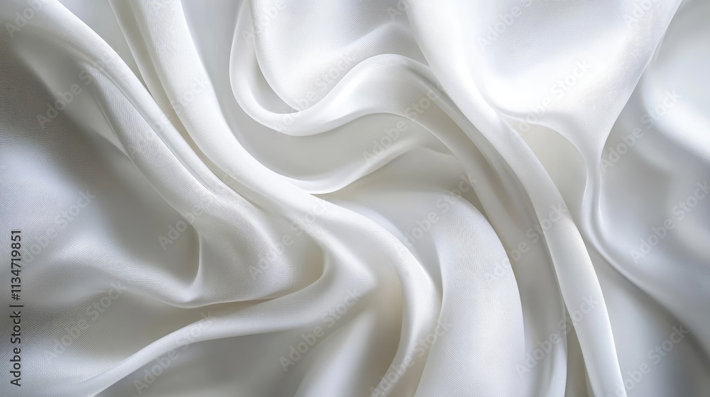 Obraz premium White colour silk wave drapery abstract background. Flowing fabric texture concept